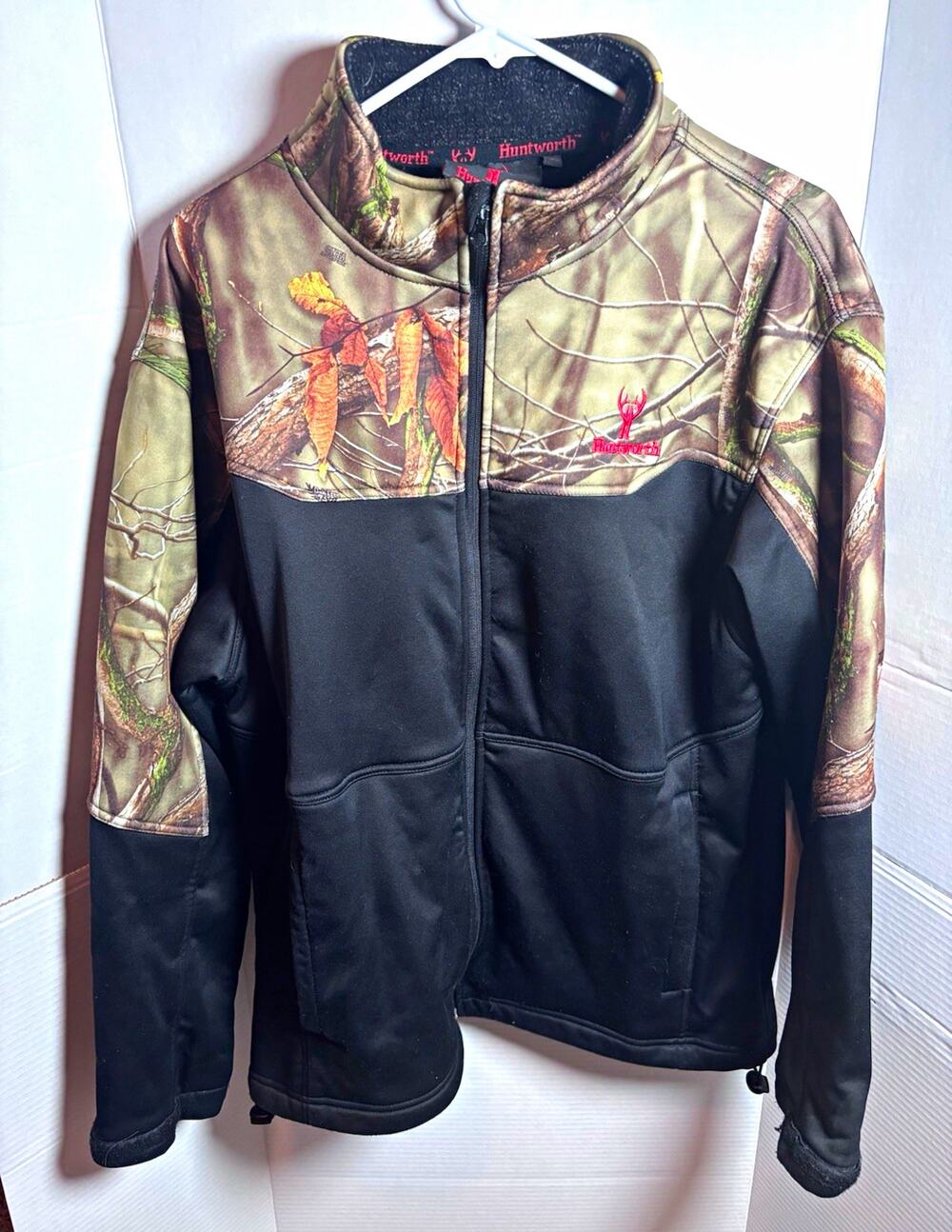 Huntworth Full Zip Camouflage Jacket Black/Multicolor Polyester Size L
